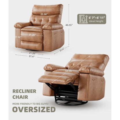360° Swivel Oversized Recliner Chairs with Heat and Massage - Lazy Recliner Chair