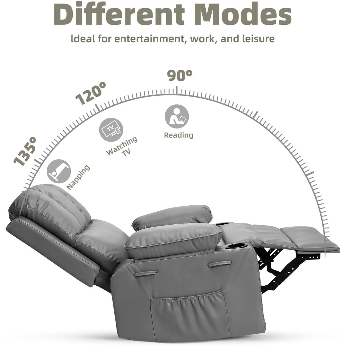 360° Swivel Oversized Recliner Chairs with Heat and Massage