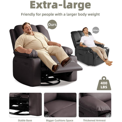 360° Swivel Oversized Recliner Chairs with Heat and Massage