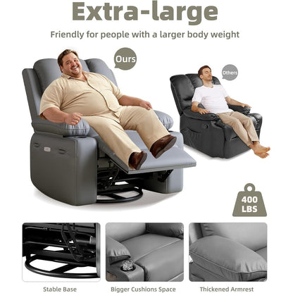 360° Swivel Oversized Recliner Chairs with Heat and Massage