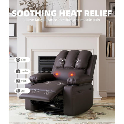 360° Swivel Oversized Recliner Chairs with Heat and Massage