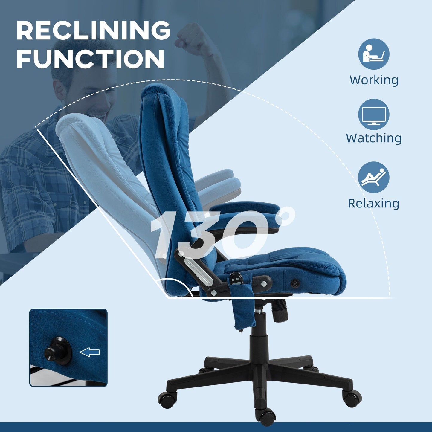 360Â° Swivel Reclining Massage Chair PU Leather Sofa Chair with Ottoman, 10 Point Vibration, Remote and Side Pocket