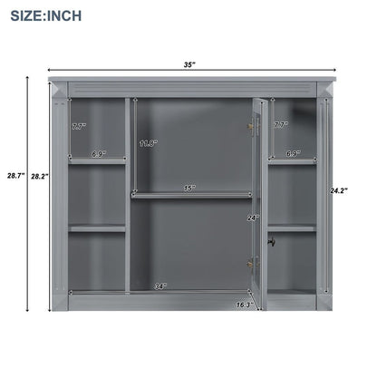 36'' Modern Bathroom Vanity with Top Sink and Mirror Cabinet,2 Doors and 2 Drawers