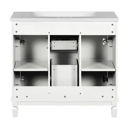 36'' Modern Bathroom Vanity with Top Sink and Mirror Cabinet,2 Doors and 2 Drawers
