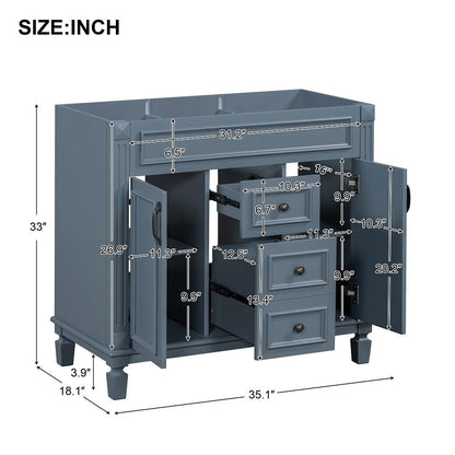 36'' Modern Bathroom Vanity with Top Sink and Mirror Cabinet,2 Doors and 2 Drawers