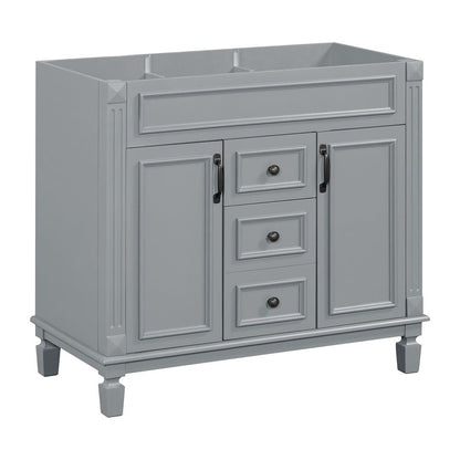 36'' Modern Bathroom Vanity with Top Sink and Mirror Cabinet,2 Doors and 2 Drawers