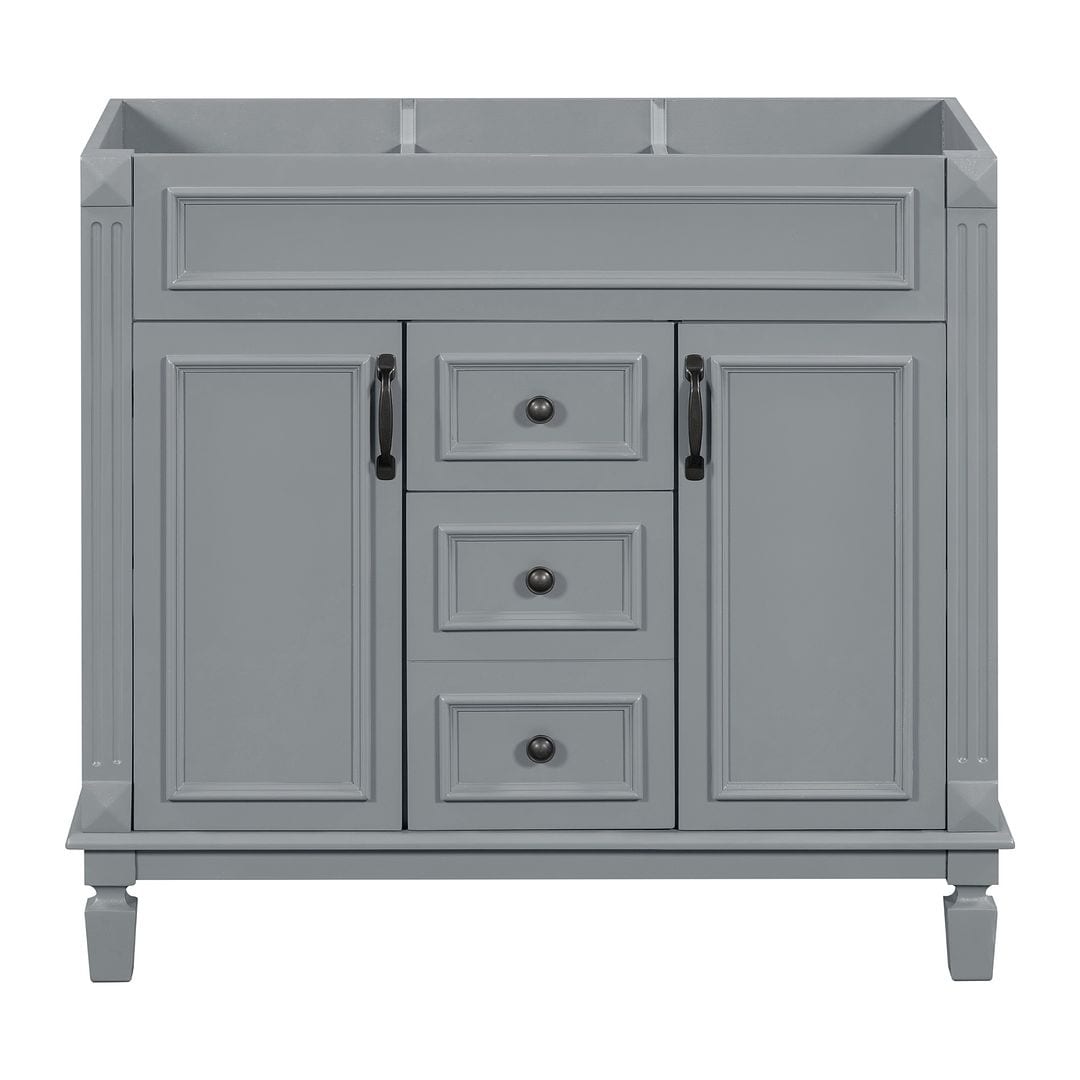 36'' Modern Bathroom Vanity with Top Sink and Mirror Cabinet,2 Doors and 2 Drawers