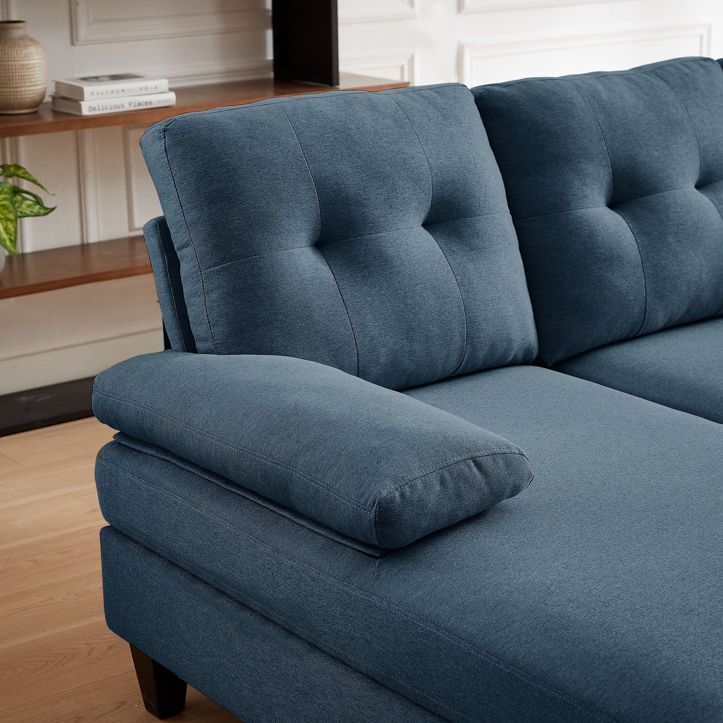 4 Seat U Shaped Sectional Sofa Couch with Double Chaise for Living Room