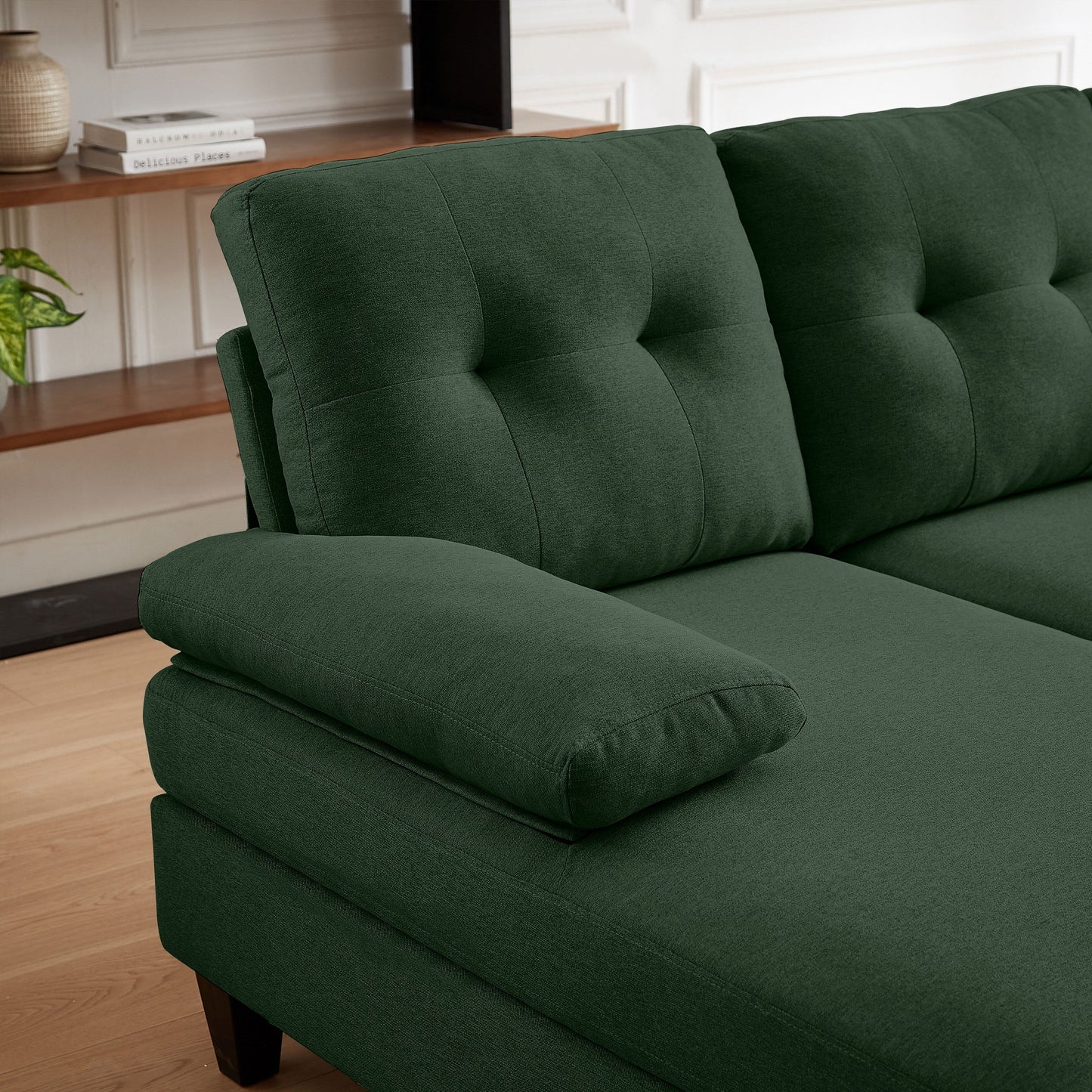 4 Seat U Shaped Sectional Sofa Couch with Double Chaise for Living Room