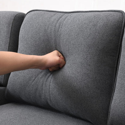 4-Seater Modern Linen Fabric Sofa with Armrest Pockets and 4 Pillows