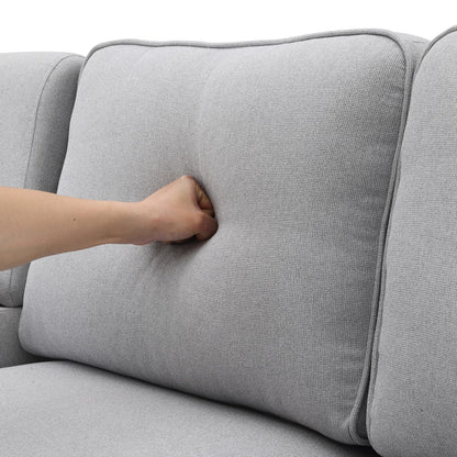 4-Seater Modern Linen Fabric Sofa with Armrest Pockets and 4 Pillows