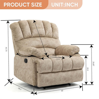 41W Oversized Manual Recliner Chair ,Extra Wide Sofa Recliners