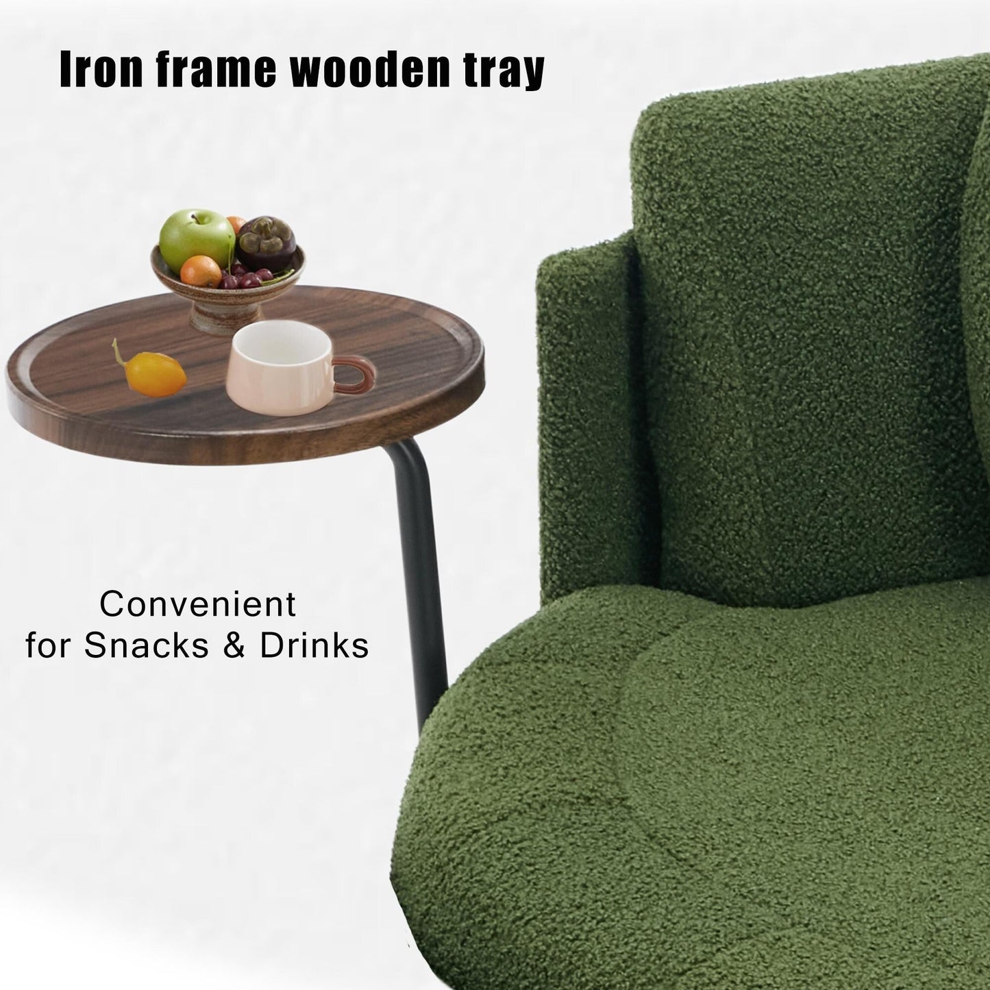 42.5 Single Sofa Chair with Cresent-Shaped Movable Footstool