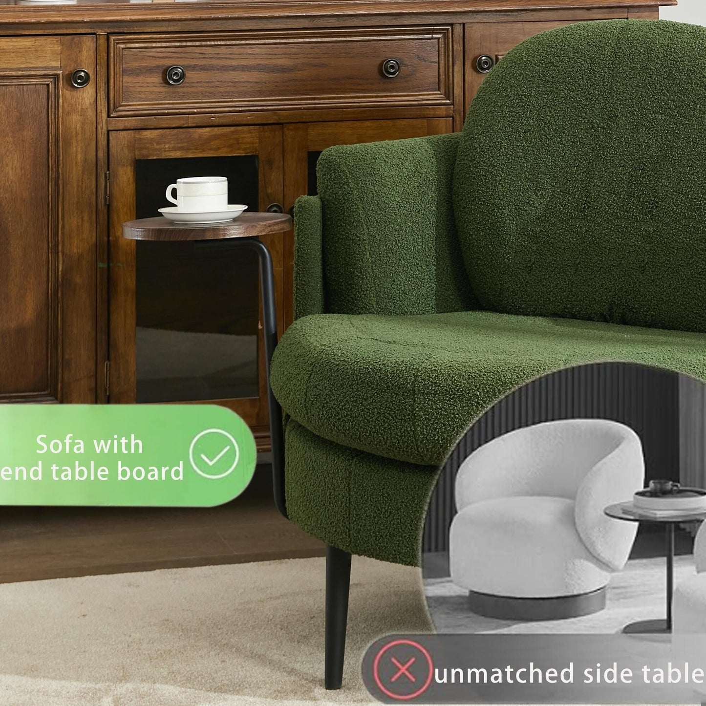 42.5 Single Sofa Chair with Cresent-Shaped Movable Footstool