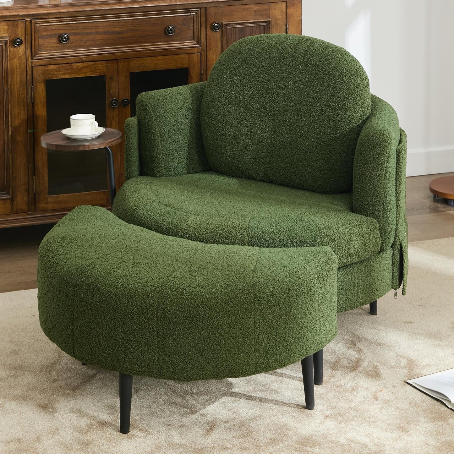 42.5 Single Sofa Chair with Cresent-Shaped Movable Footstool