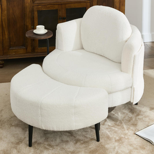 42.5 Single Sofa Chair with Cresent-Shaped Movable Footstool