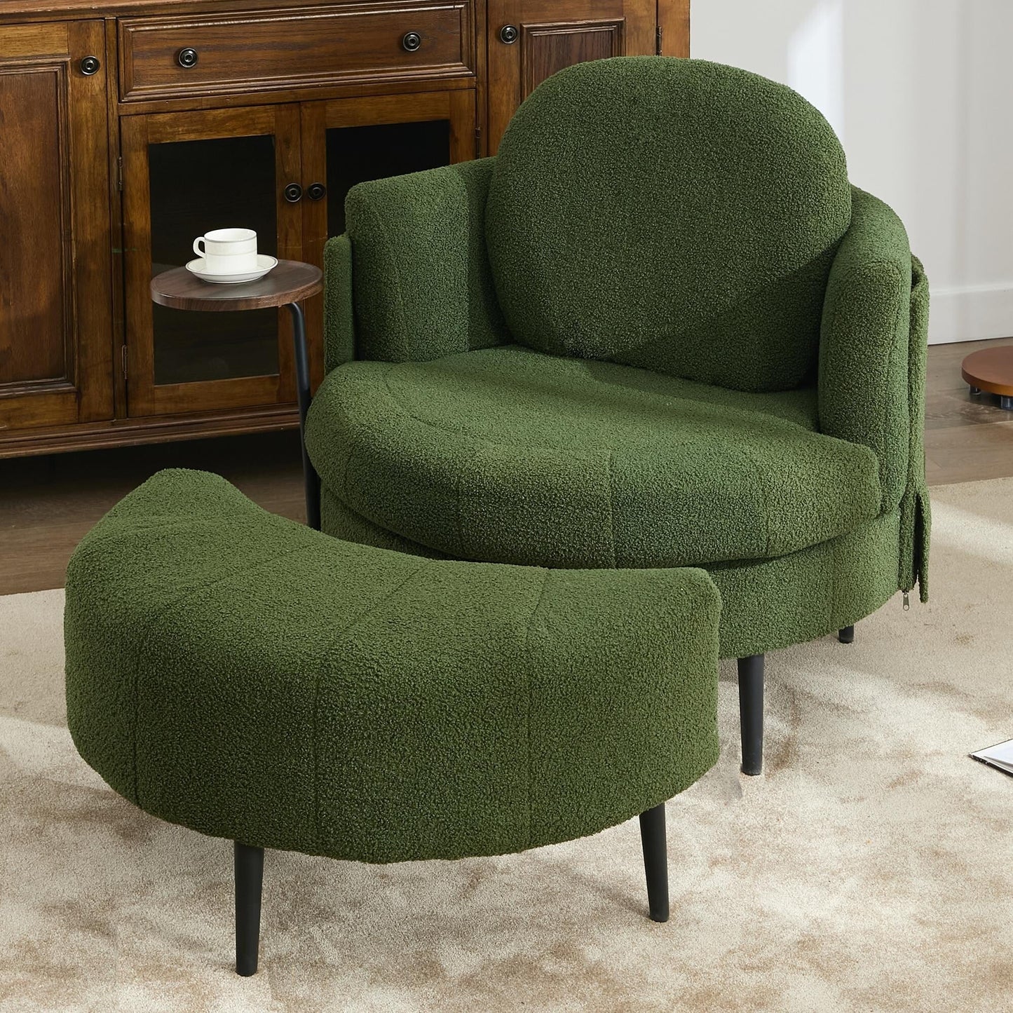 42.5 Single Sofa Chair with Cresent-Shaped Movable Footstool