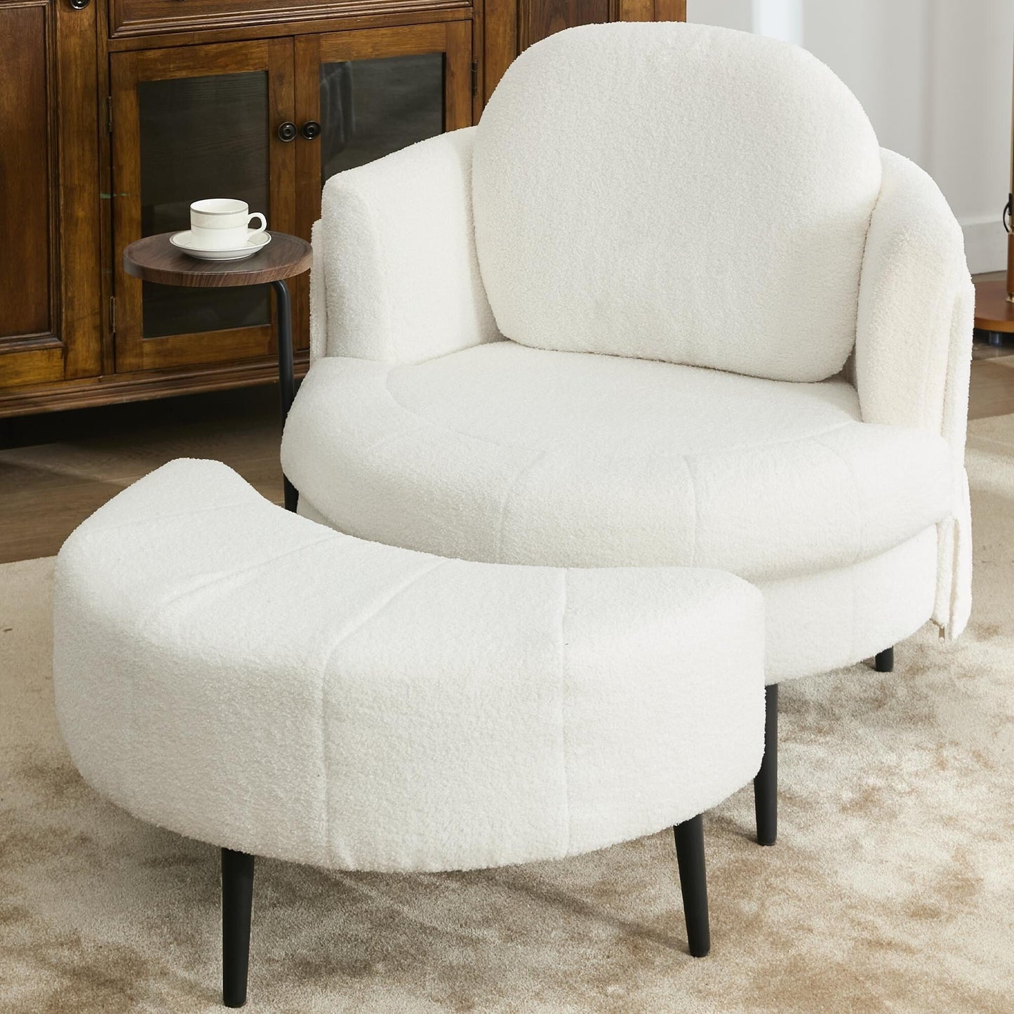 42.5 Single Sofa Chair with Cresent-Shaped Movable Footstool