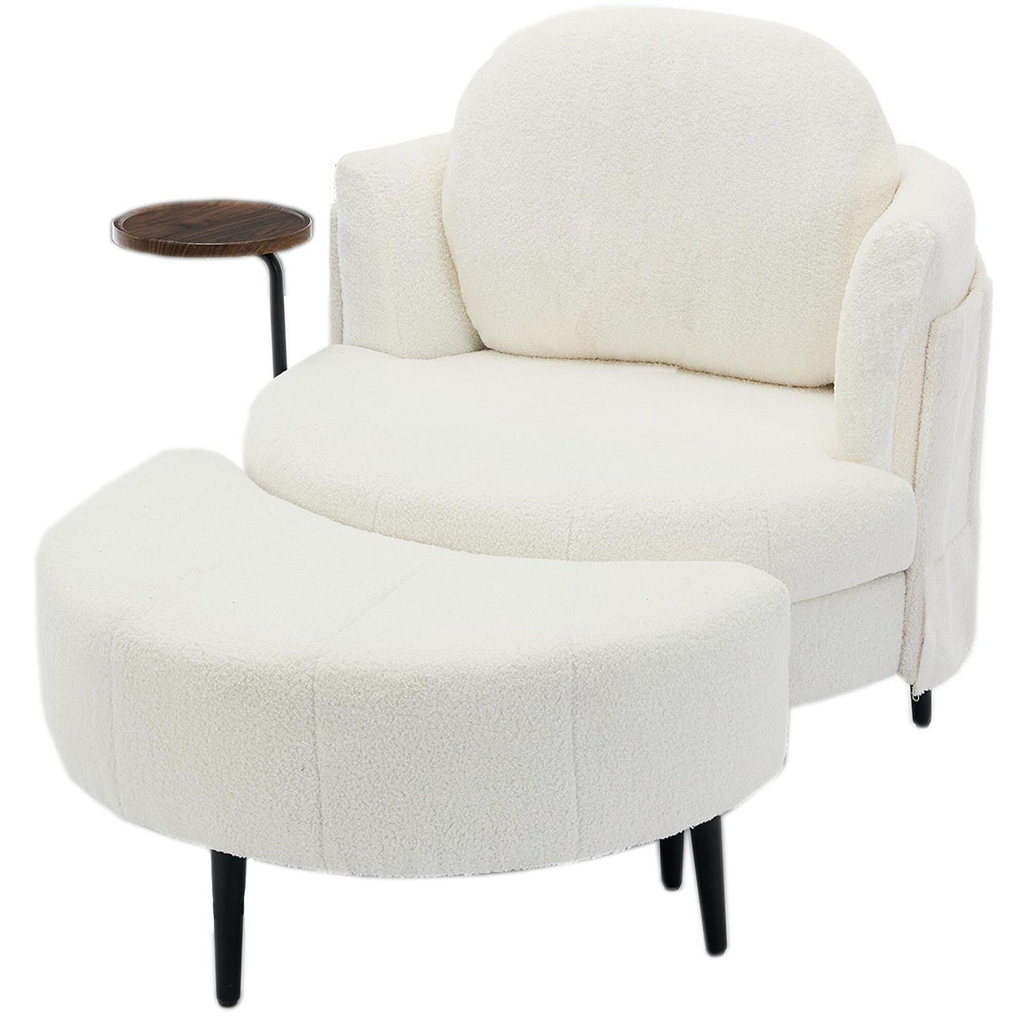 42.5 Single Sofa Chair with Cresent-Shaped Movable Footstool
