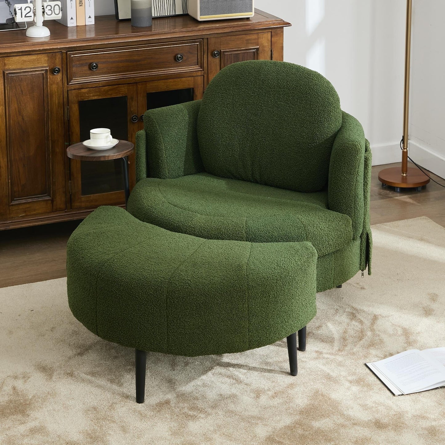 42.5 Single Sofa Chair with Cresent-Shaped Movable Footstool