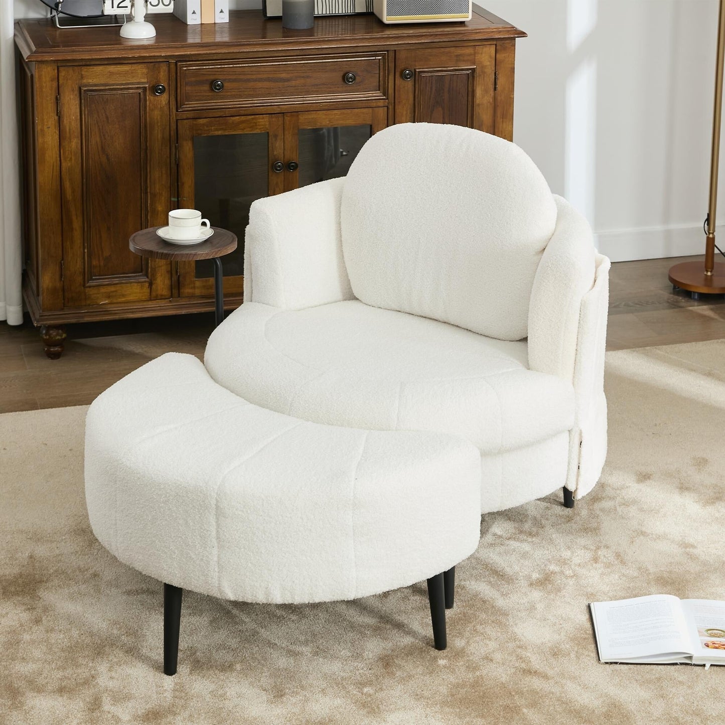 42.5 Single Sofa Chair with Cresent-Shaped Movable Footstool