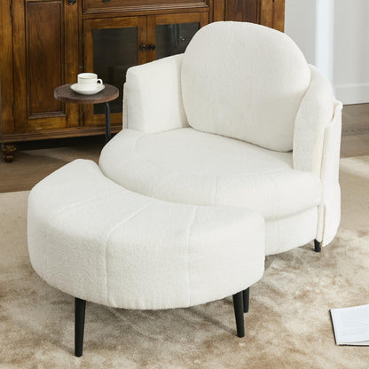 42.5 Single Sofa Chair with Cresent-Shaped Movable Footstool