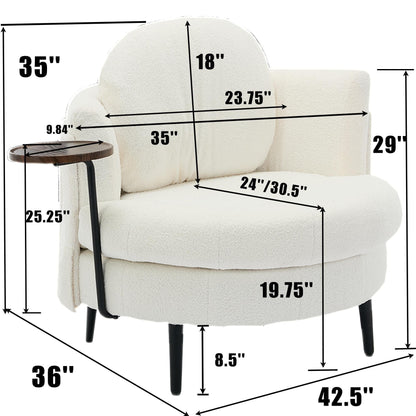 42.5 Single Sofa Chair with Cresent-Shaped Movable Footstool