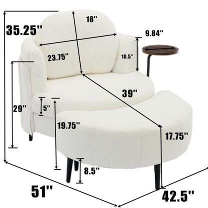 42.5 Single Sofa Chair with Cresent-Shaped Movable Footstool