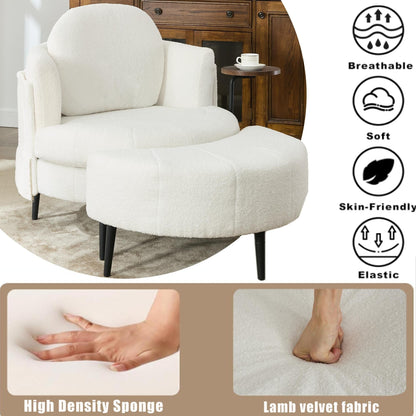 42.5 Single Sofa Chair with Cresent-Shaped Movable Footstool