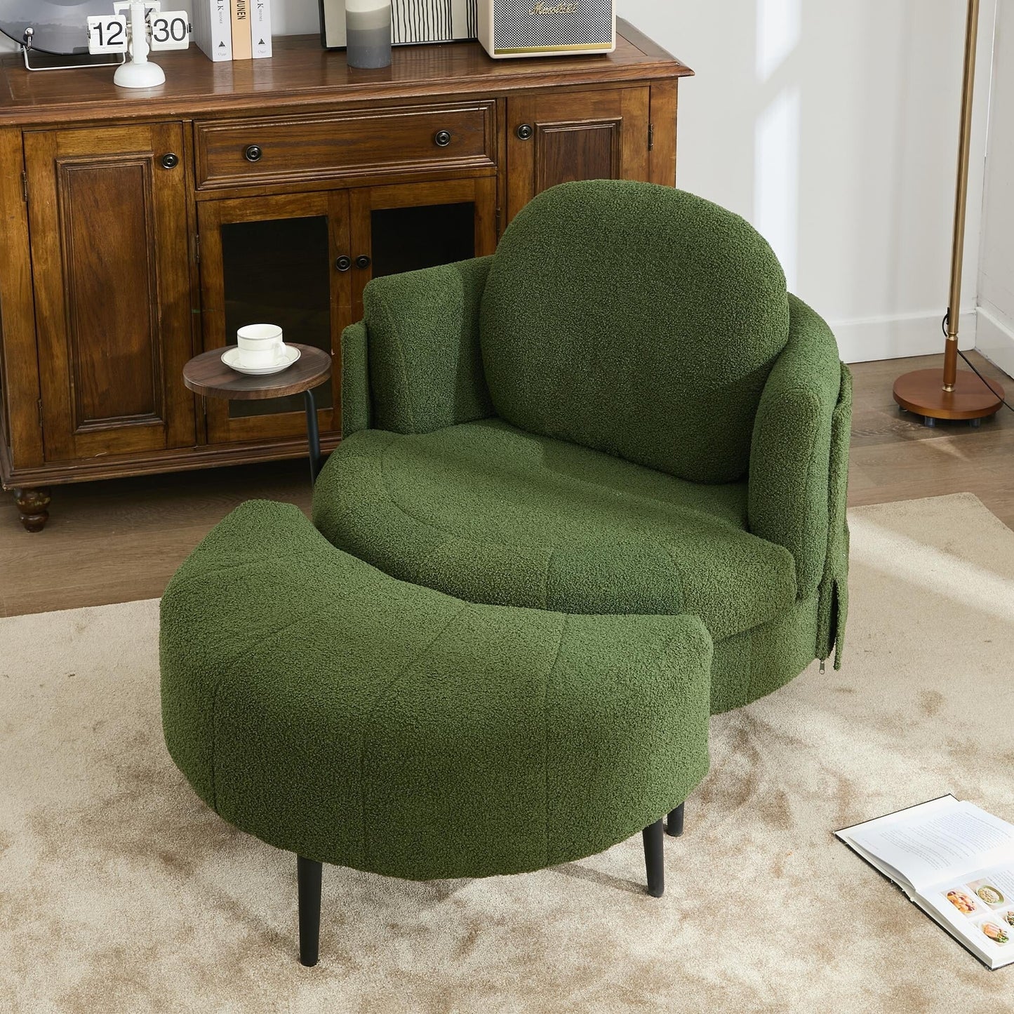 42.5 Single Sofa Chair with Cresent-Shaped Movable Footstool