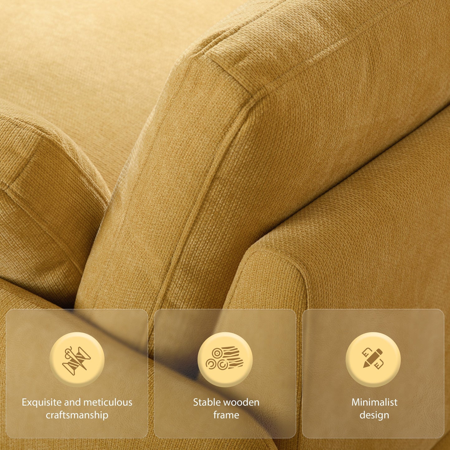 50 Oversized Chenille Lounge Chair - Wide Deep Seat Armchair with Color Block Design & Throw Pillows