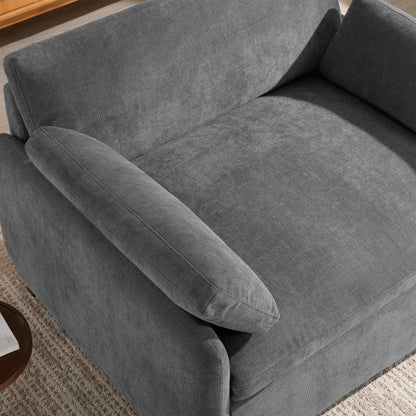 50 Oversized Chenille Lounge Chair - Wide Deep Seat Armchair with Color Block Design & Throw Pillows