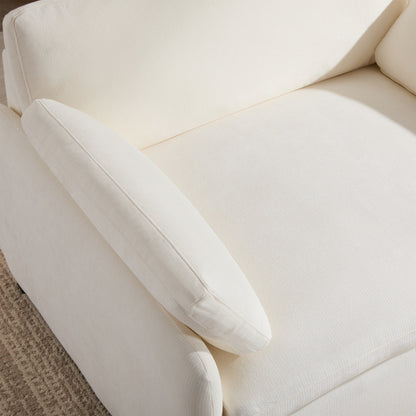 50 Oversized Chenille Lounge Chair - Wide Deep Seat Armchair with Color Block Design & Throw Pillows