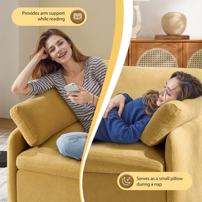 50 Oversized Chenille Lounge Chair - Wide Deep Seat Armchair with Color Block Design & Throw Pillows