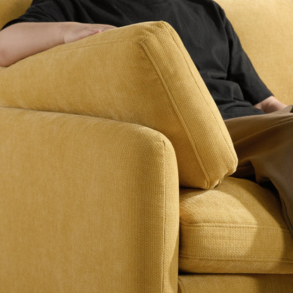 50 Oversized Chenille Lounge Chair - Wide Deep Seat Armchair with Color Block Design & Throw Pillows