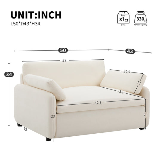 50*43 Oversized Chenille Single Sofa Chair,Wide and Deep Seat Accent Chair,Modern Upholstered Comfy Armchair