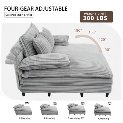 54.75 W Oversized Chaise Lounge Chair Fluffy Cushioned Sofa Bed with 2 Pillows