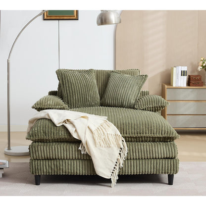 54.75 W Oversized Chaise Lounge Chair Fluffy Cushioned Sofa Bed with 2 Pillows
