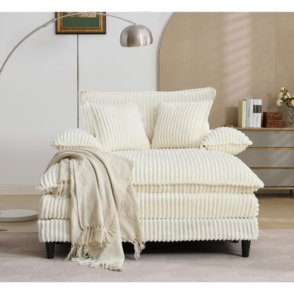 54.75 W Oversized Chaise Lounge Chair Fluffy Cushioned Sofa Bed with 2 Pillows