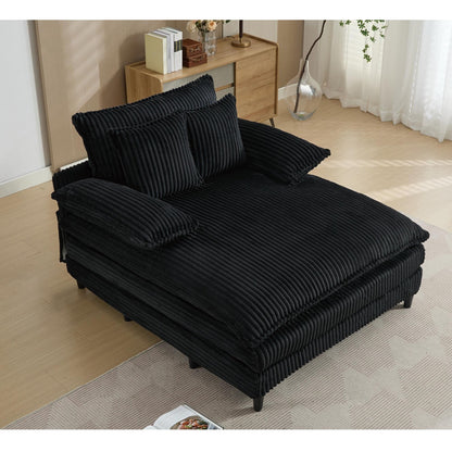 54.75 W Oversized Chaise Lounge Chair Fluffy Cushioned Sofa Bed with 2 Pillows