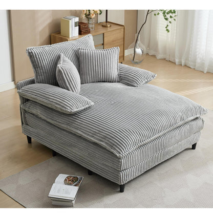 54.75 W Oversized Chaise Lounge Chair Fluffy Cushioned Sofa Bed with 2 Pillows