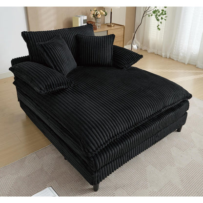 54.75 W Oversized Chaise Lounge Chair Fluffy Cushioned Sofa Bed with 2 Pillows