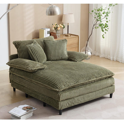 54.75 W Oversized Chaise Lounge Chair Fluffy Cushioned Sofa Bed with 2 Pillows
