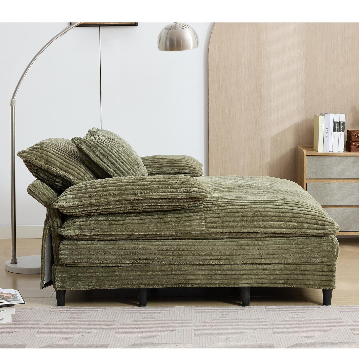 54.75 W Oversized Chaise Lounge Chair Fluffy Cushioned Sofa Bed with 2 Pillows