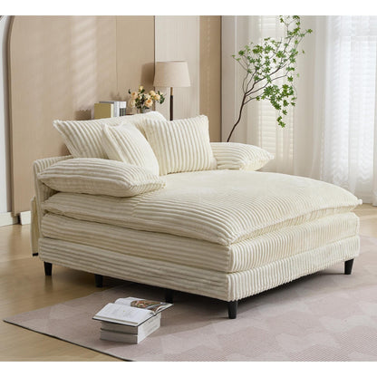 54.75 W Oversized Chaise Lounge Chair Fluffy Cushioned Sofa Bed with 2 Pillows