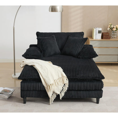 54.75 W Oversized Chaise Lounge Chair Fluffy Cushioned Sofa Bed with 2 Pillows