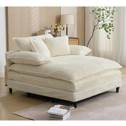 54.75 W Oversized Chaise Lounge Chair Fluffy Cushioned Sofa Bed with 2 Pillows