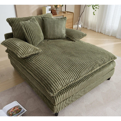54.75 W Oversized Chaise Lounge Chair Fluffy Cushioned Sofa Bed with 2 Pillows