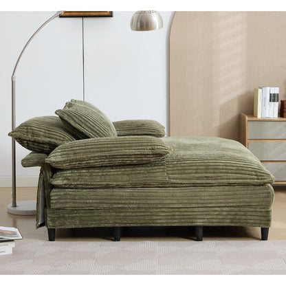 54.75 W Oversized Chaise Lounge Chair Fluffy Cushioned Sofa Bed with 2 Pillows