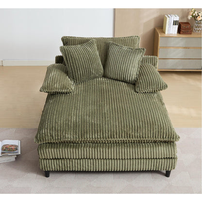 54.75 W Oversized Chaise Lounge Chair Fluffy Cushioned Sofa Bed with 2 Pillows